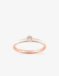 Bague Promesse Or rose 375‰, laque ivoire et oxyde de zirconium SO OR