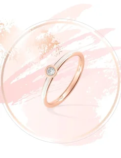 Bague Promesse Or rose 375‰, laque ivoire et oxyde de zirconium SO OR
