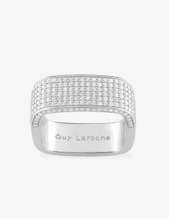 Bague rectangulaire en argent 925 ‰ rhodié et oxydes de zirconium SO OR