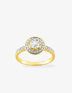 Bague rond plaqué or oxydes de zirconium et rhodium SO OR