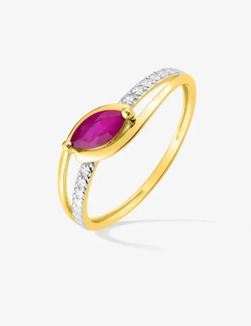 Bague rubis en or 375‰ rhodiée SO OR