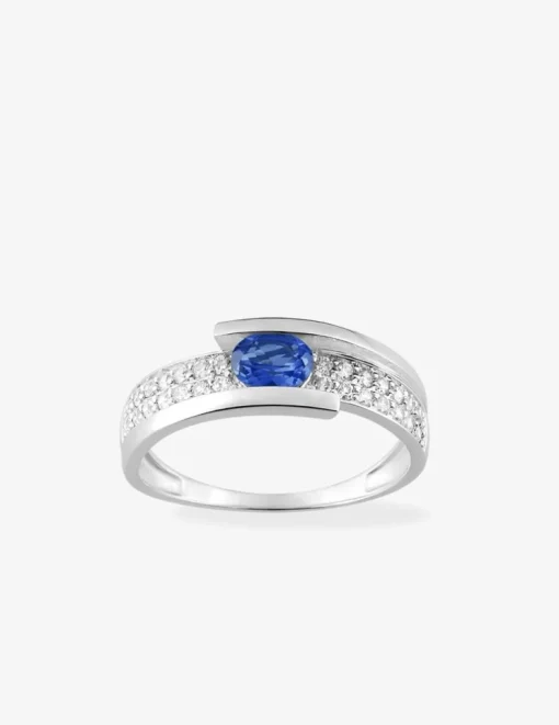 Bague saphir et oxyde de zirconium en or 750‰ SO OR