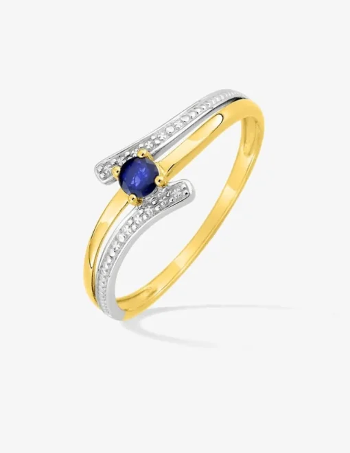 Bague saphir et rhodium en or 375‰ SO OR