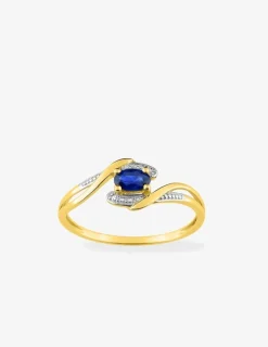 Bague saphir horizontal en or 375‰ et rhodium SO OR