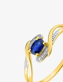 Bague saphir horizontal en or 375‰ et rhodium SO OR