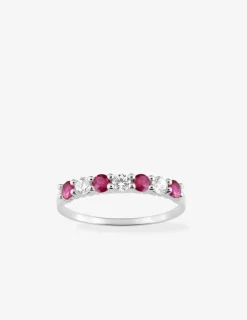 Bague serti griffes argent 925‰ rhodié et oxydes de zirconium blancs et rouges SO OR