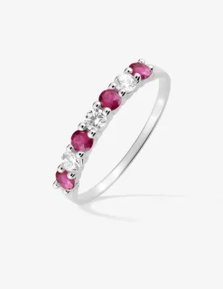 Bague serti griffes argent 925‰ rhodié et oxydes de zirconium blancs et rouges SO OR