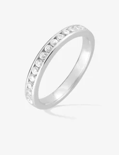 Bague serti rail argent rhodié 925 ‰ et oxyde de zirconium 1 mm SO OR