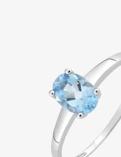 Bague sertie 4 griffes or blanc 375‰, topaze SO OR