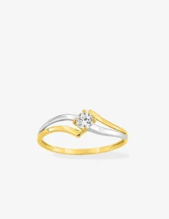 Bague solitaire 375 ‰ et oxyde de zirconium et rhodium SO OR