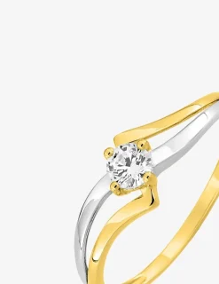 Bague solitaire 375 ‰ et oxyde de zirconium et rhodium SO OR