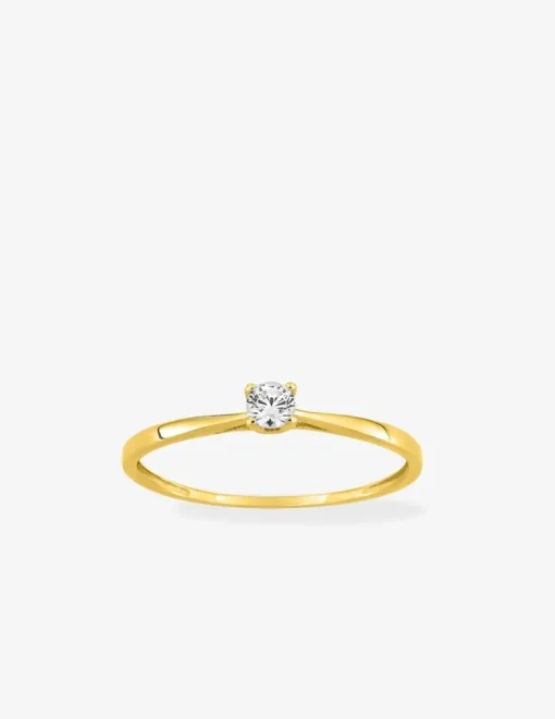 Bague solitaire 4 griffes or jaune 375 ‰ et oxyde de zirconium SO OR