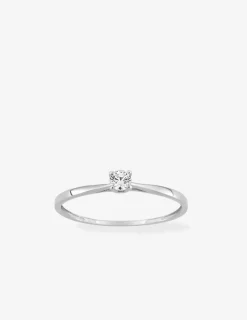 Bague solitaire 4 griffes or blanc 375 ‰ et oxyde de zirconium SO OR