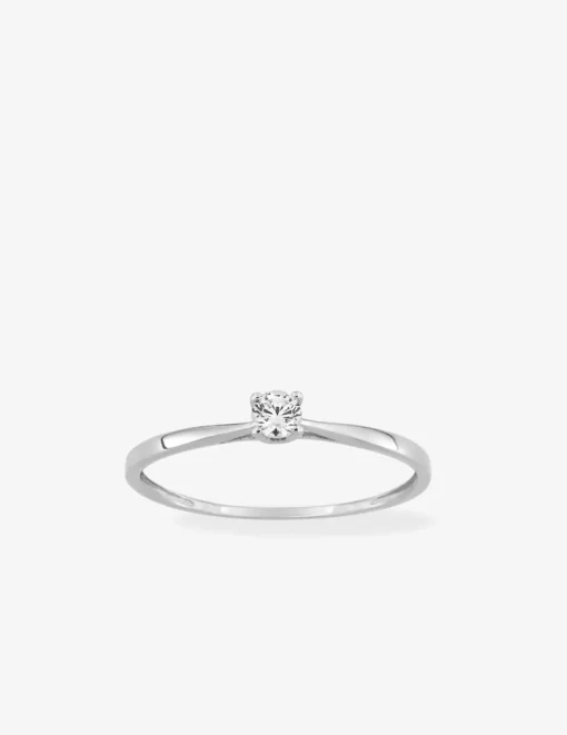 Bague solitaire 4 griffes or blanc 375 ‰ et oxyde de zirconium SO OR