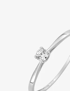 Bague solitaire 4 griffes or blanc 375 ‰ et oxyde de zirconium SO OR