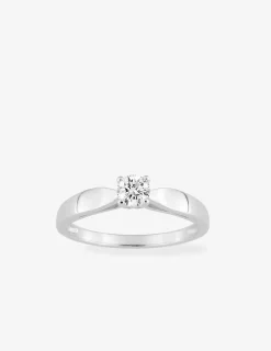 Bague solitaire 4 griffes argent rhodié 925 ‰ et oxyde de zirconium 4 mm SO OR
