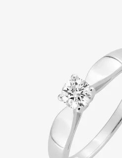 Bague solitaire 4 griffes argent rhodié 925 ‰ et oxyde de zirconium 4 mm SO OR