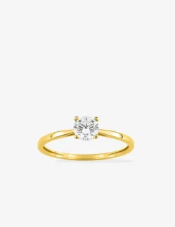 Bague solitaire 4 griffes or jaune 375 ‰ et oxyde de zirconium SO OR