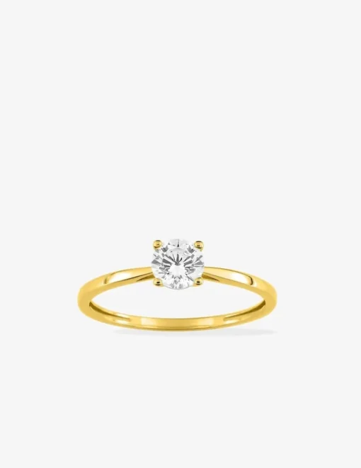 Bague solitaire 4 griffes or jaune 375 ‰ et oxyde de zirconium SO OR