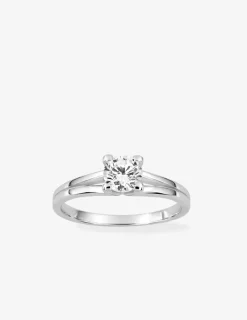 Bague solitaire 4 griffes argent rhodié 925 ‰ et oxyde de zirconium 5,5 mm SO OR