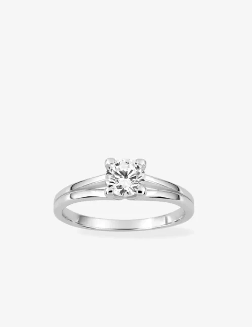 Bague solitaire 4 griffes argent rhodié 925 ‰ et oxyde de zirconium 5,5 mm SO OR