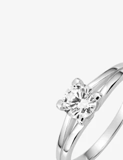 Bague solitaire 4 griffes argent rhodié 925 ‰ et oxyde de zirconium 5,5 mm SO OR