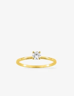 Bague solitaire 4 griffes or jaune 375 ‰ et oxyde de zirconium SO OR