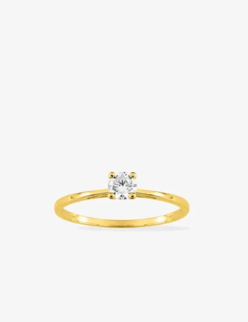Bague solitaire 4 griffes or jaune 375 ‰ et oxyde de zirconium SO OR