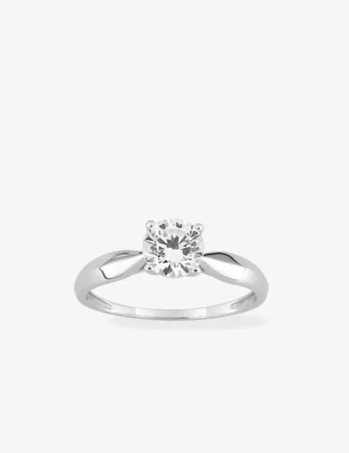 Bague solitaire 4 griffes or blanc 375 ‰ et oxyde de zirconium SO OR