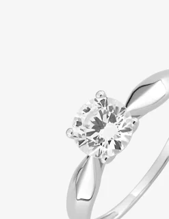 Bague solitaire 4 griffes or blanc 375 ‰ et oxyde de zirconium SO OR