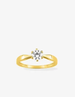 Bague solitaire 6 griffes or jaune 375 ‰ et oxyde de zirconium SO OR