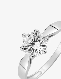 Bague solitaire 6 griffes or blanc 375 ‰ et oxyde de zirconium SO OR