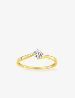 Bague solitaire 4 griffes or jaune 375 ‰ et oxyde de zirconium SO OR