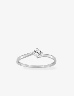 Bague solitaire 4 griffes or blanc 375 ‰ et oxyde de zirconium SO OR