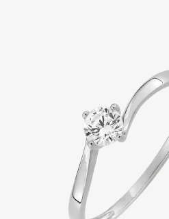 Bague solitaire 4 griffes or blanc 375 ‰ et oxyde de zirconium SO OR