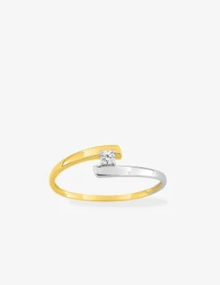 Bague solitaire 4 griffes 375 ‰ et oxyde de zirconium et rhodium SO OR