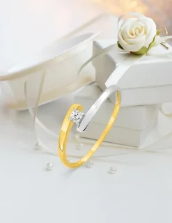 Bague solitaire 4 griffes 375 ‰ et oxyde de zirconium et rhodium SO OR