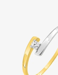 Bague solitaire 4 griffes 375 ‰ et oxyde de zirconium et rhodium SO OR