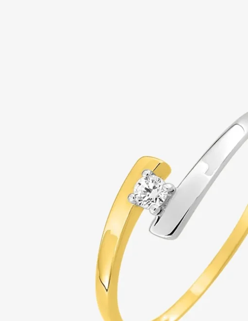 Bague solitaire 4 griffes 375 ‰ et oxyde de zirconium et rhodium SO OR