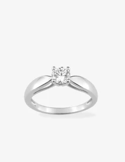 Bague solitaire 4 griffes argent rhodié 925 ‰ et oxyde de zirconium 5 mm SO OR