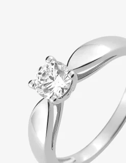 Bague solitaire 4 griffes argent rhodié 925 ‰ et oxyde de zirconium 5 mm SO OR