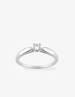 Bague solitaire 4 griffes argent rhodié 925 ‰ et oxyde de zirconium 3,5 mm SO OR