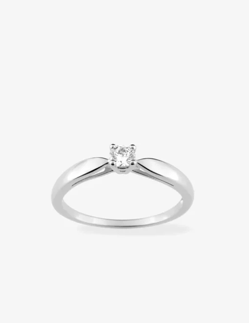 Bague solitaire 4 griffes argent rhodié 925 ‰ et oxyde de zirconium 3,5 mm SO OR