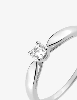 Bague solitaire 4 griffes argent rhodié 925 ‰ et oxyde de zirconium 3,5 mm SO OR
