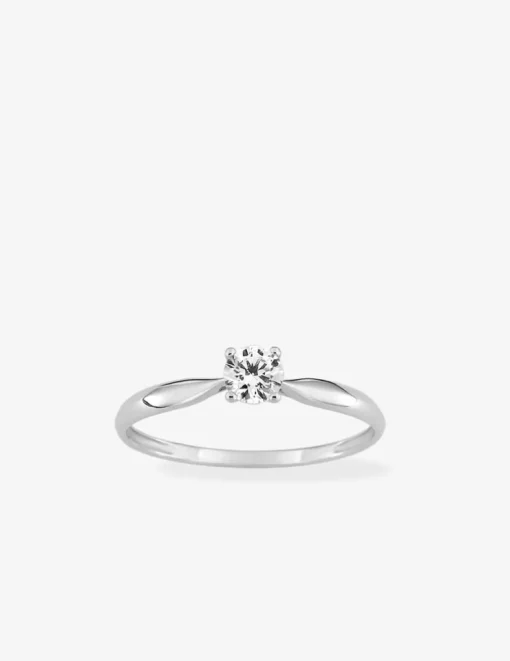 Bague solitaire 4 griffes or blanc 375 ‰ et oxyde de zirconium SO OR