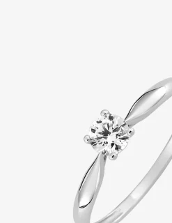 Bague solitaire 4 griffes or blanc 375 ‰ et oxyde de zirconium SO OR