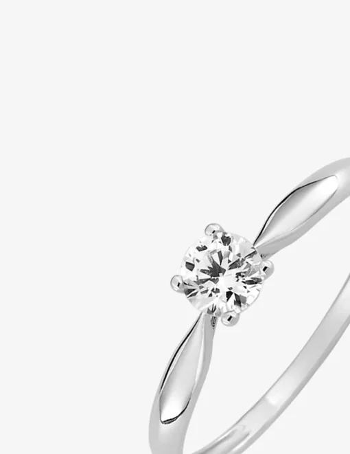 Bague solitaire 4 griffes or blanc 375 ‰ et oxyde de zirconium SO OR