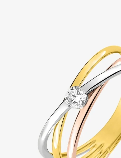 Bague solitaire 3 ors 750 ‰, oxyde de zirconium SO OR