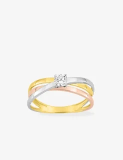Bague solitaire 3 ors 375‰ oxyde de zirconium SO OR
