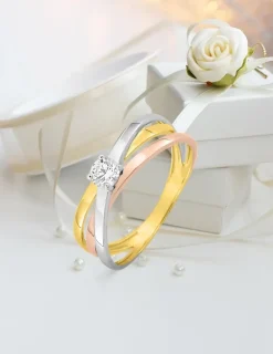 Bague solitaire 3 ors 375‰ oxyde de zirconium SO OR